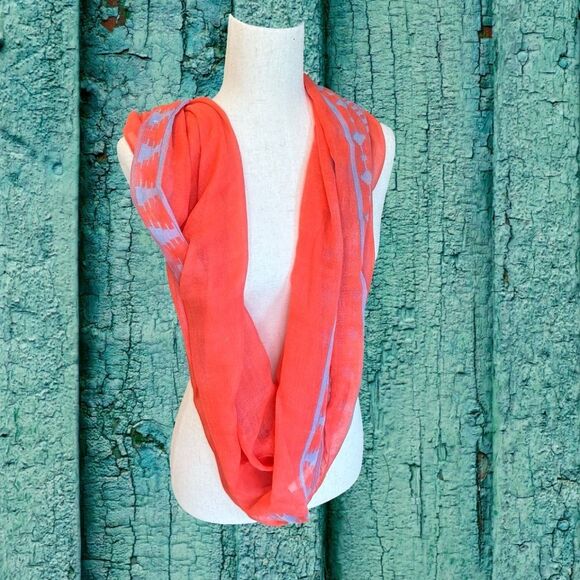 Women's Infinity Scarf Coral/Blue - Picture 7 of 7